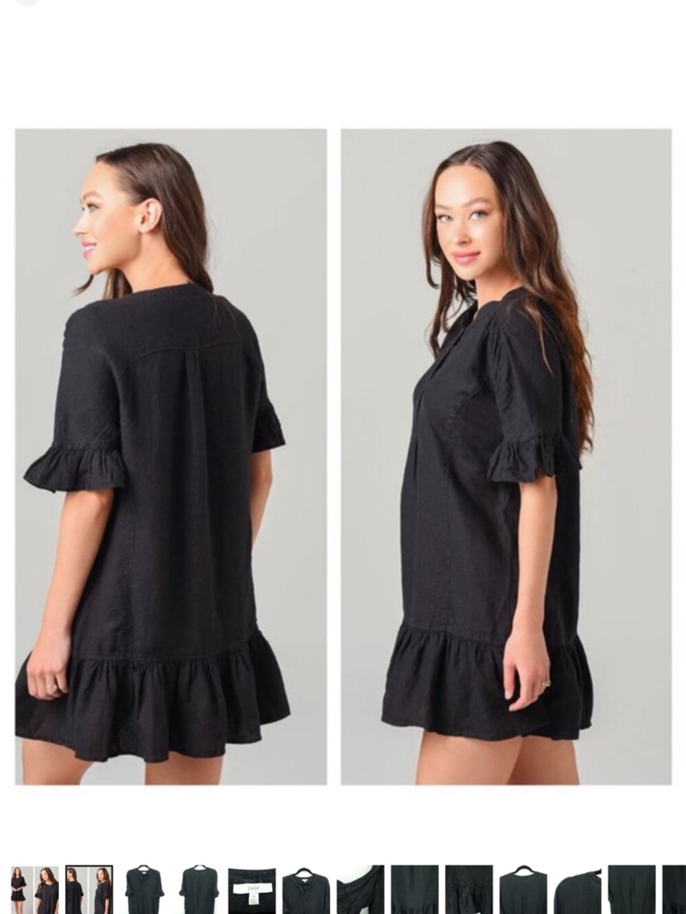 Joie Brandt 100% Linen Ruffled Relaxed Fit
Mini Dress M Black